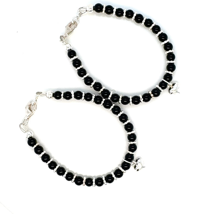 4mm Onyx Sterling Silver Bracelet-1pair