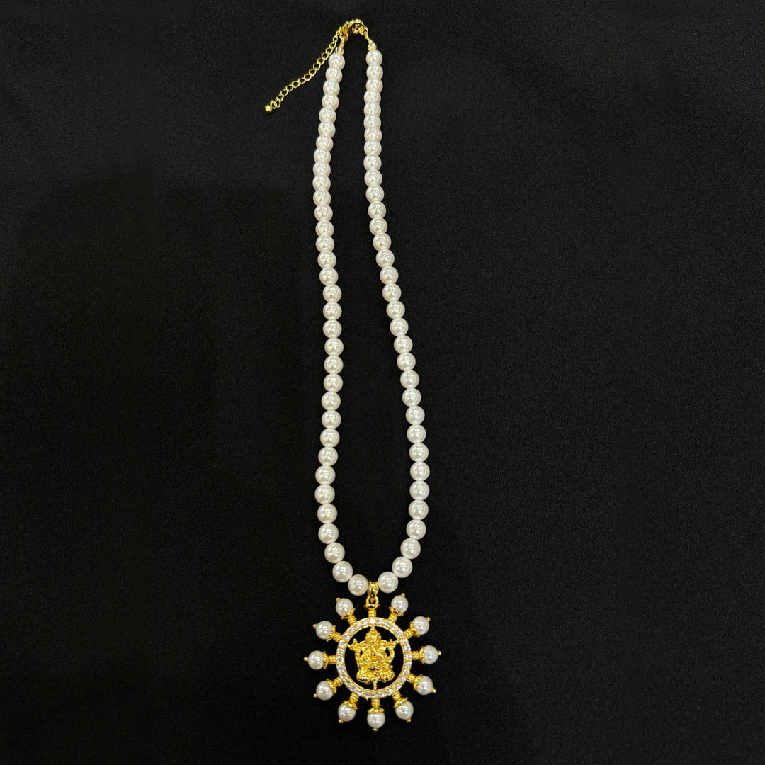 22K YG Synthetic 6mm Pearl Necklace with SS Plated Clasp-1pc