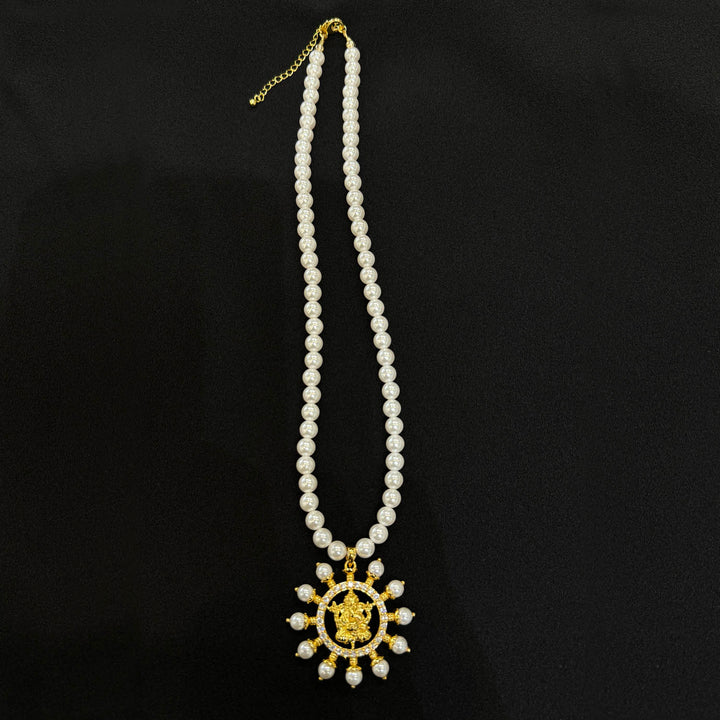 22K YG Synthetic 6mm Pearl Necklace with SS Plated Clasp-1pc