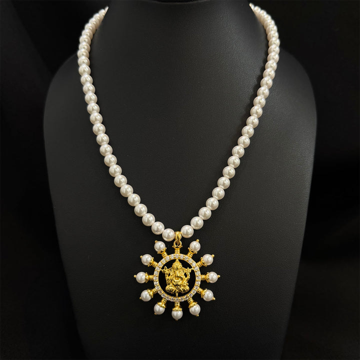 22K YG Synthetic 6mm Pearl Necklace with SS Plated Clasp-1pc