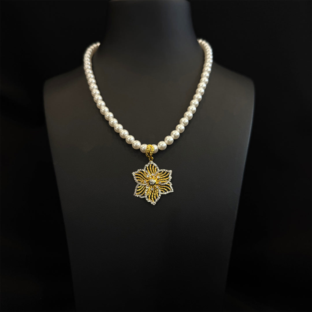 22K YG Simulated 7mm Pearl Necklace-1pc