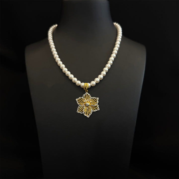 22K YG Simulated 7mm Pearl Necklace-1pc