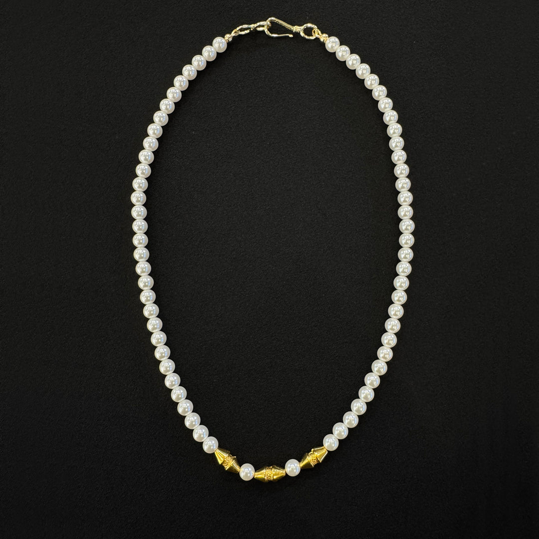 22K Pearl Necklace with Brass Clasp