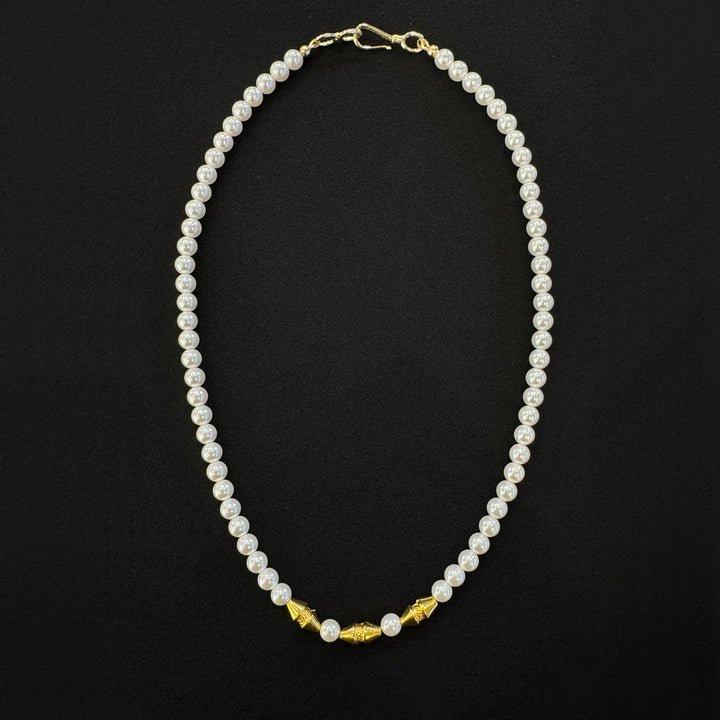 22K Pearl Necklace with Brass Clasp