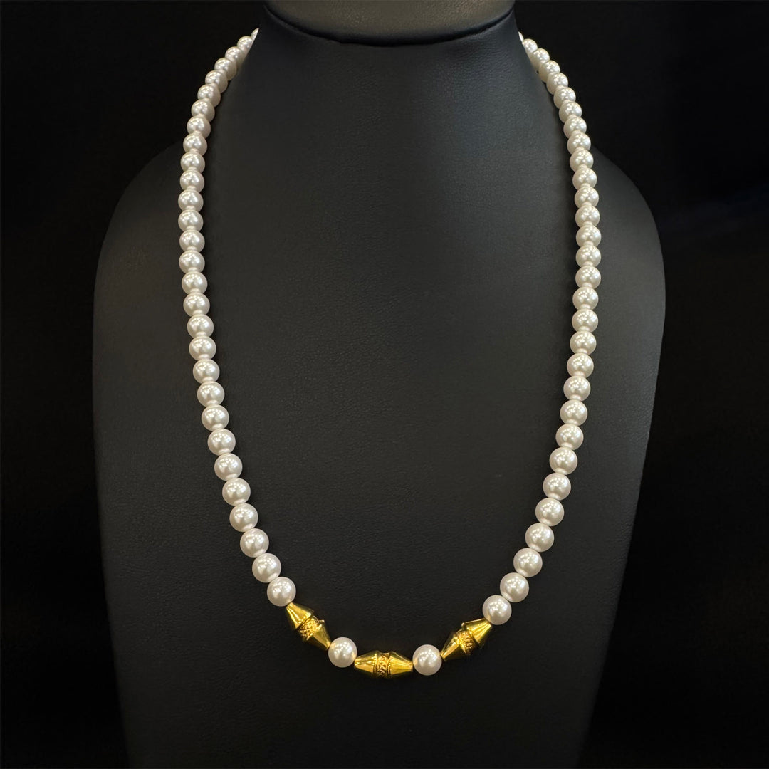 22K Pearl Necklace with Brass Clasp