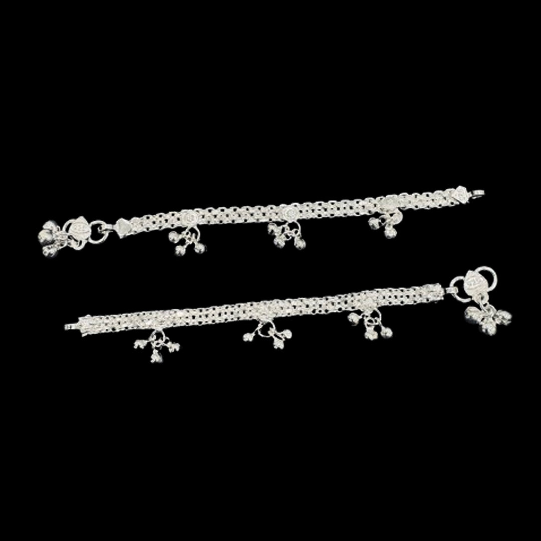 Sterling Silver Fancy Anklet-1pair