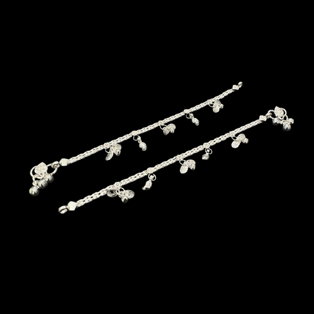 Sterling Silver Fancy Anklet-1pair