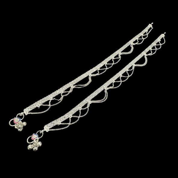 Sterling Silver Fancy Anklet-1pair