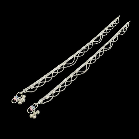 Sterling Silver Fancy Anklet-1pair