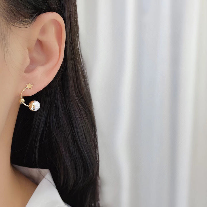 18K YG Earring with 7-7.5mm FWP white- 1pair