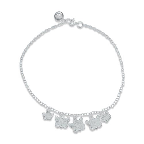 Sterling Silver Fancy Butterfly Anklet-1pc