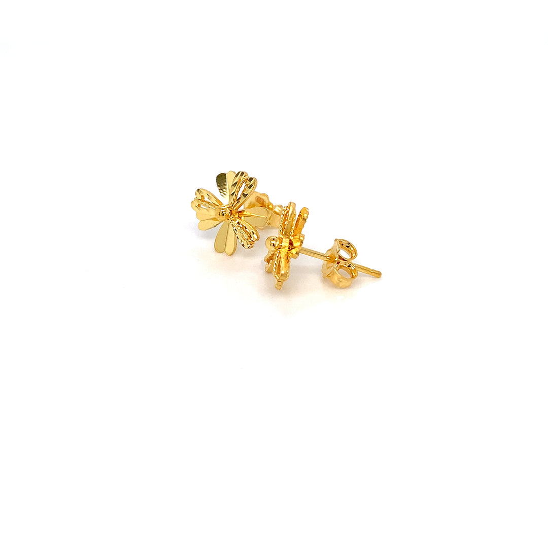 22K YG Flower Earring-1pair