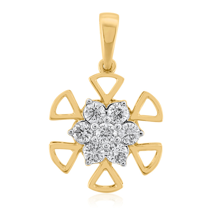 18K YG Women Flower Diamond Pendant- 1pc