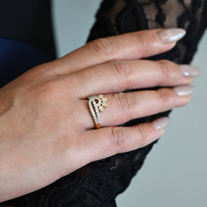 18K YG Women Cluster Diamond Ring- 1pc