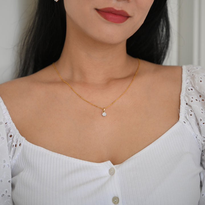 18K YG Pressure Set Diamond Pendant- 1pc