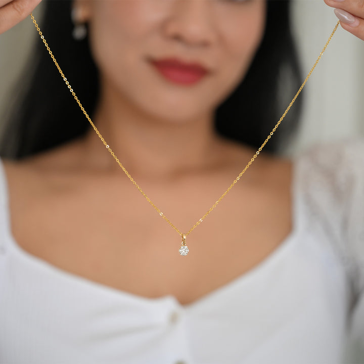 18K YG Pressure Set Diamond Pendant- 1pc