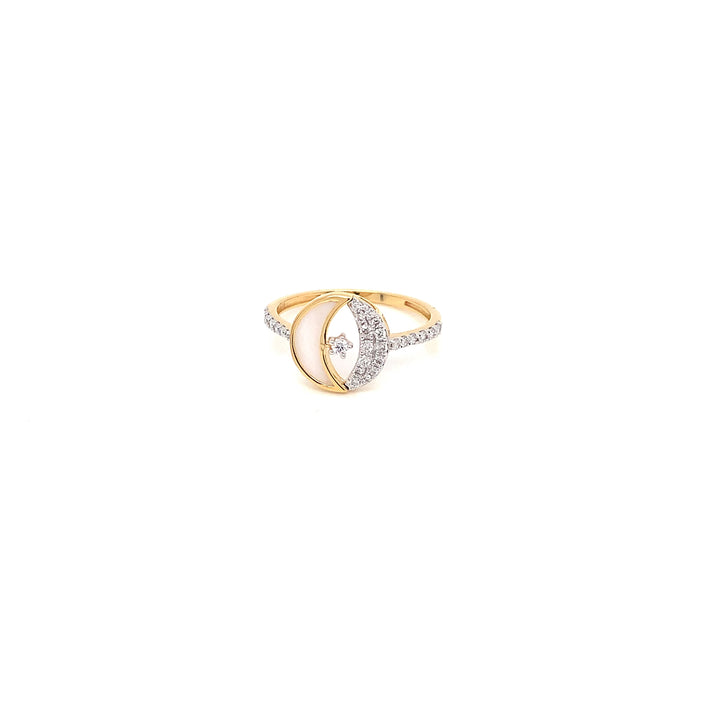 18K YG Fancy Diamond with Nacre Pearl Ring- 1pc
