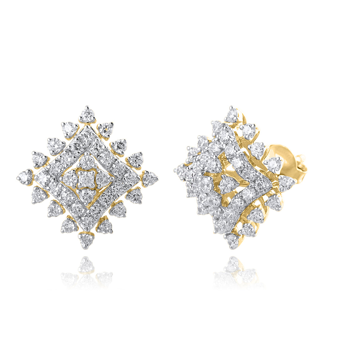 18K YG Cluster Diamond Earring- 1pair