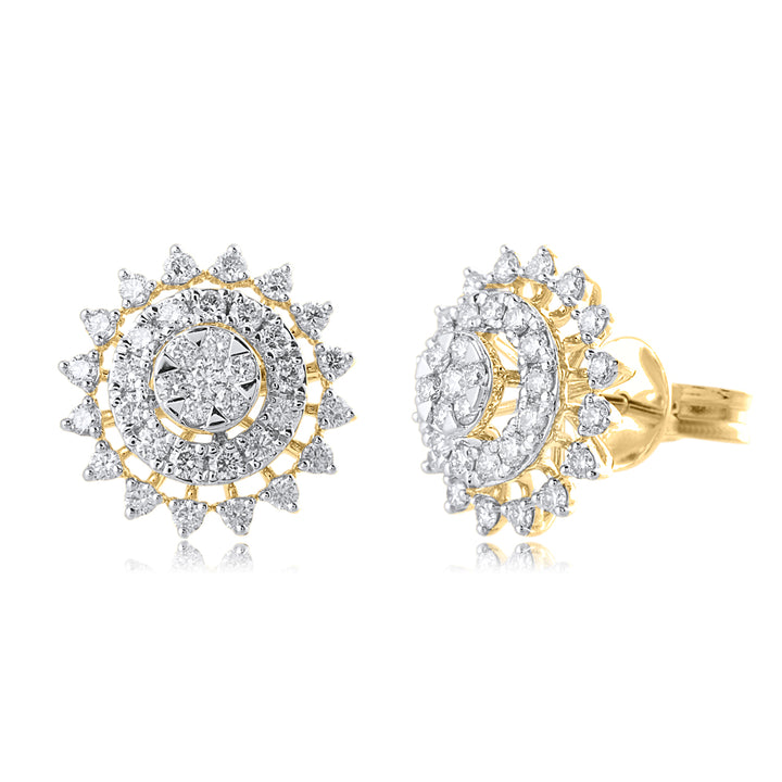 18K YG Cluster Diamond Earring- 1pair