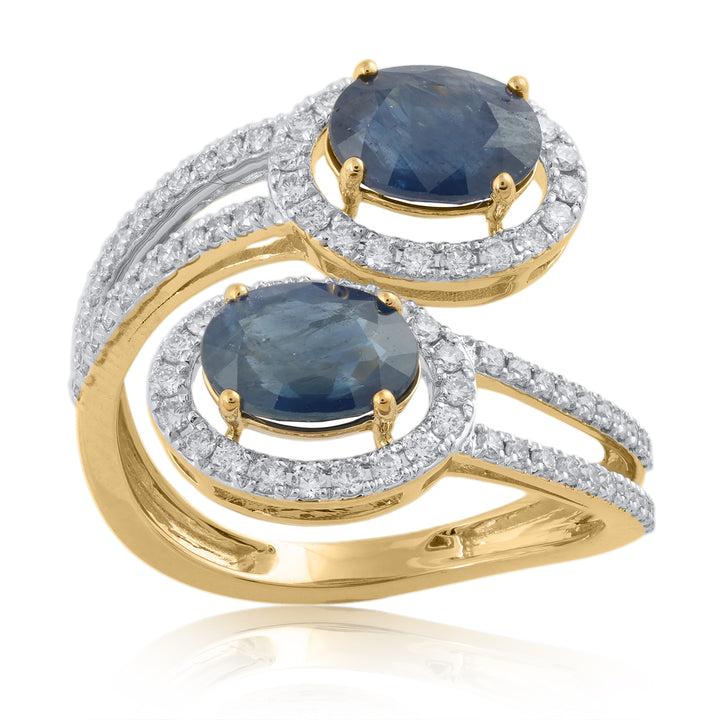 Blue Sapphire Diamond Ring – 18K YG