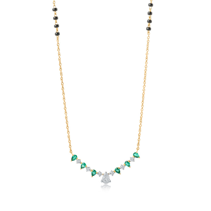 14K Emerald Diamond Mangalsutra with 18K Chain