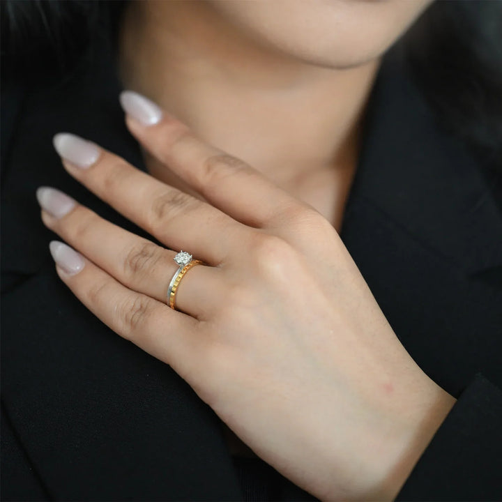 18K WG Pressure Set Centre Two Tone Engagement Diamond Ring-1Pc RB Diamond Jewellers