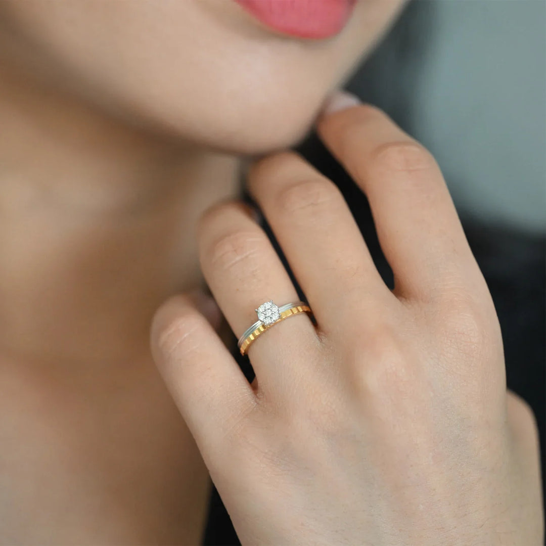 18K WG Pressure Set Centre Two Tone Engagement Diamond Ring-1Pc RB Diamond Jewellers