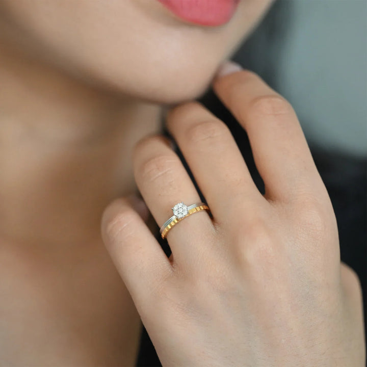 18K WG Pressure Set Centre Two Tone Engagement Diamond Ring-1Pc RB Diamond Jewellers