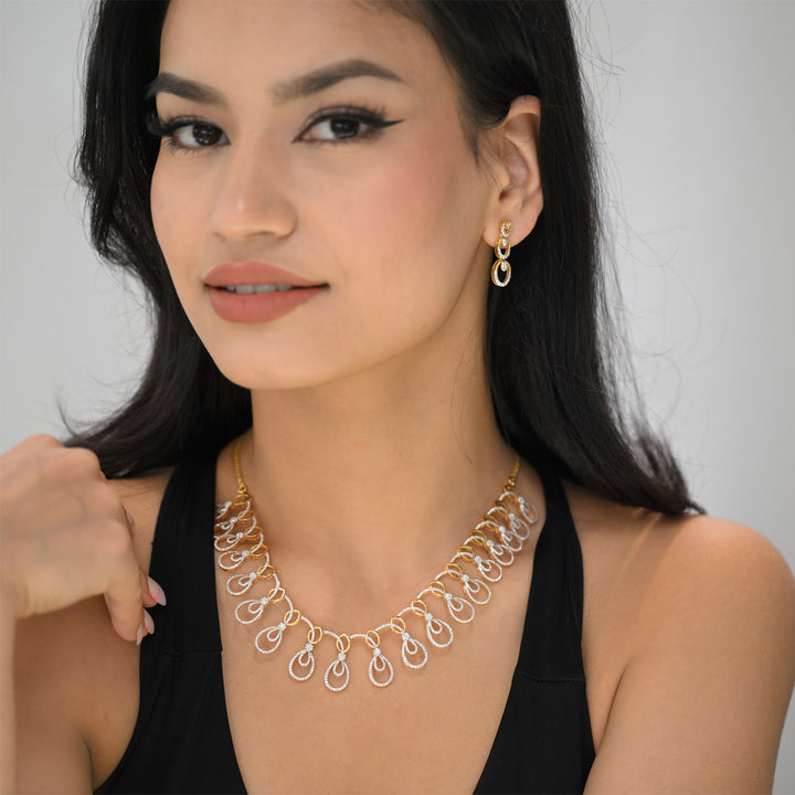 Princess Diamond Necklace – 9K YG + 18K Chain