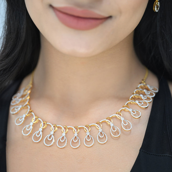 Princess Diamond Necklace – 9K YG + 18K Chain