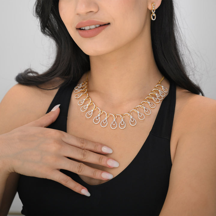 Princess Diamond Necklace – 9K YG + 18K Chain
