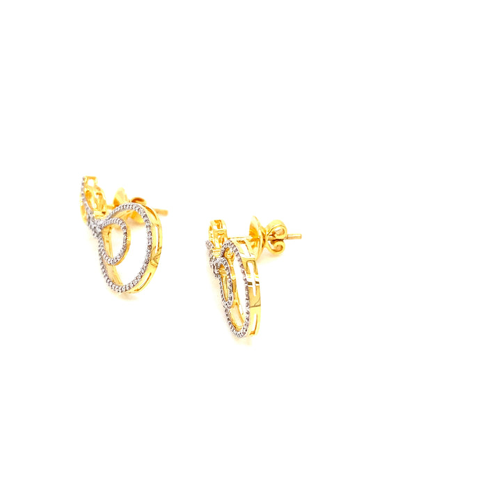 14K YG Drop Diamond Earring- 1pair