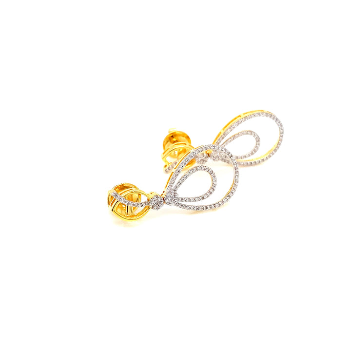 14K YG Drop Diamond Earring- 1pair