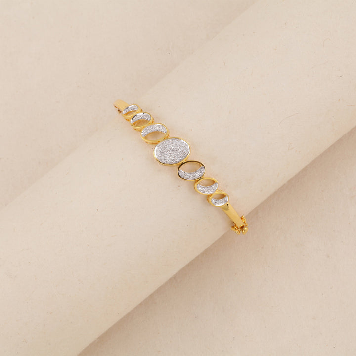 14K YG Screw Diamond Bangle- 1pc
