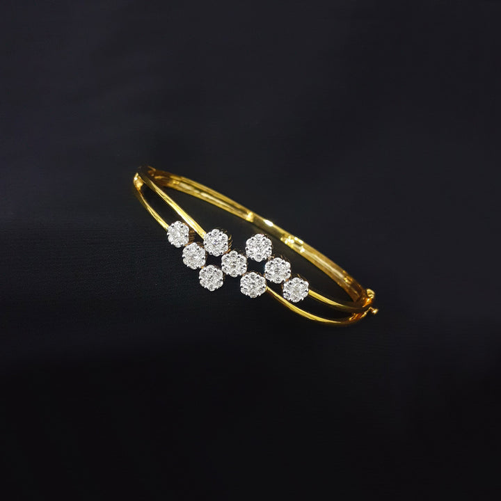 14K YG Screw Diamond Bangle- 1pc