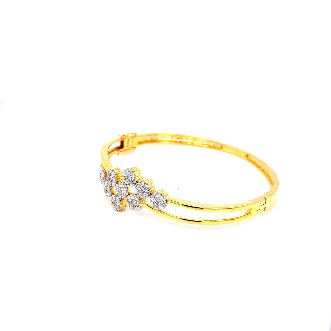 14K YG Screw Diamond Bangle- 1pc