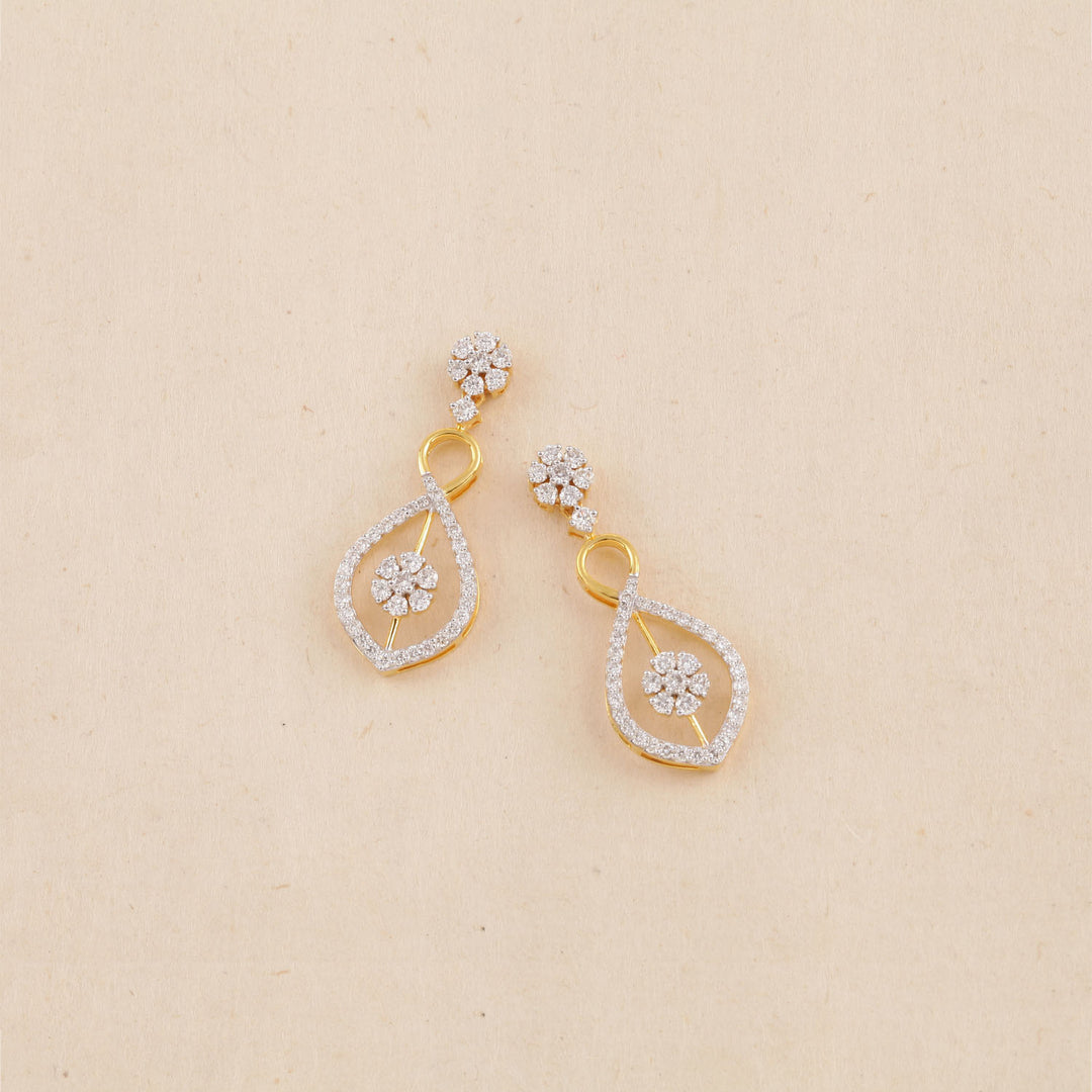 14K YG Drop Diamond Earring- 1pair