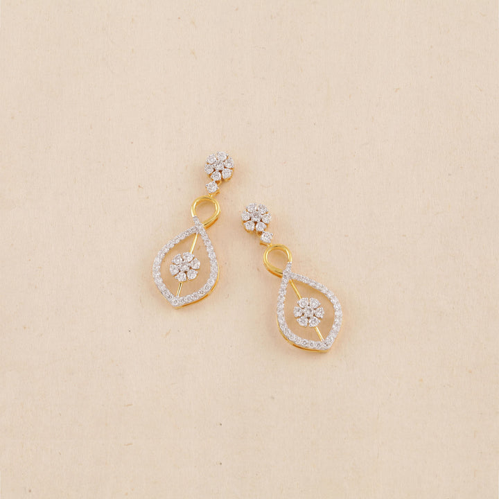 14K YG Drop Diamond Earring- 1pair