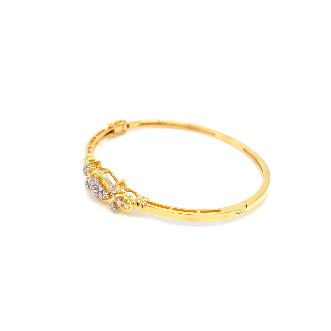 14K YG Screw Diamond Bangle- 1pc