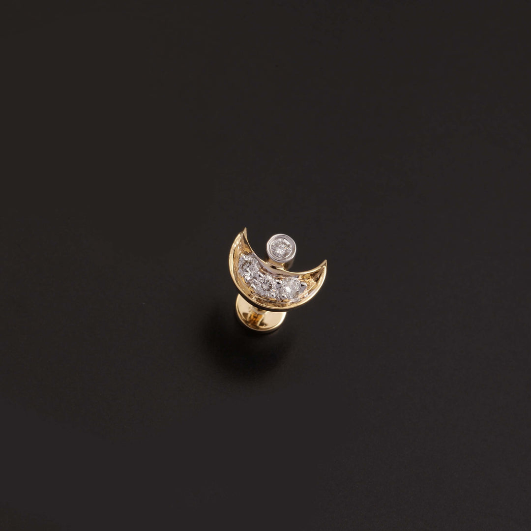14K YG Moon Diamond Nosepin- 1pc