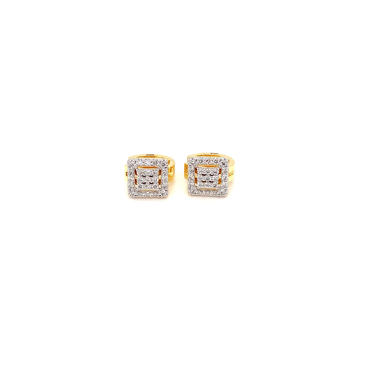 14K YG Cluster Diamond Earring- 1pair