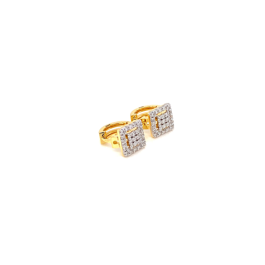 14K YG Cluster Diamond Earring- 1pair