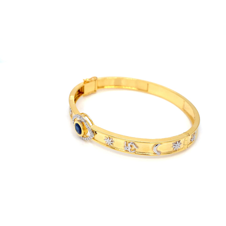 14K YG Screw Diamond with Sapphire Bangle- 1pc