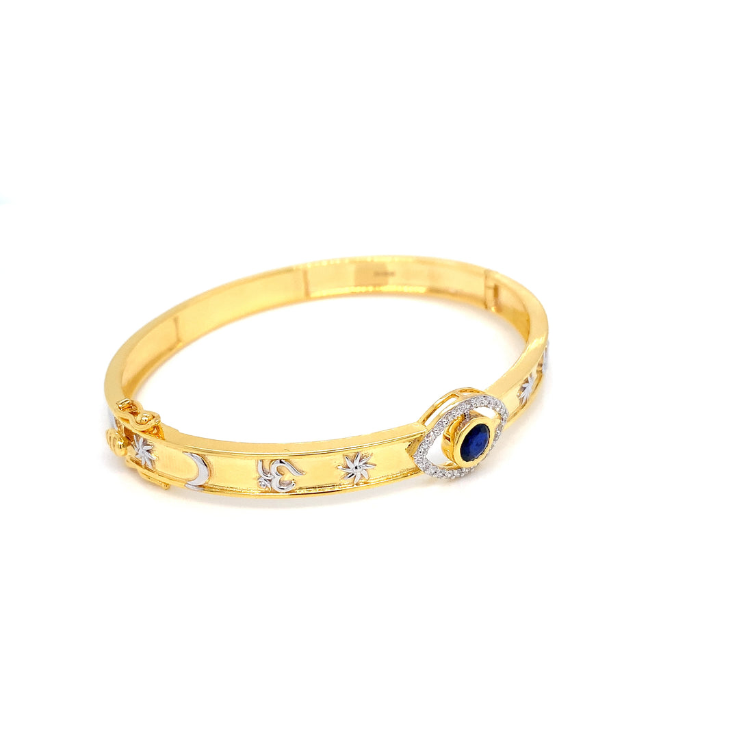 14K YG Screw Diamond with Sapphire Bangle- 1pc