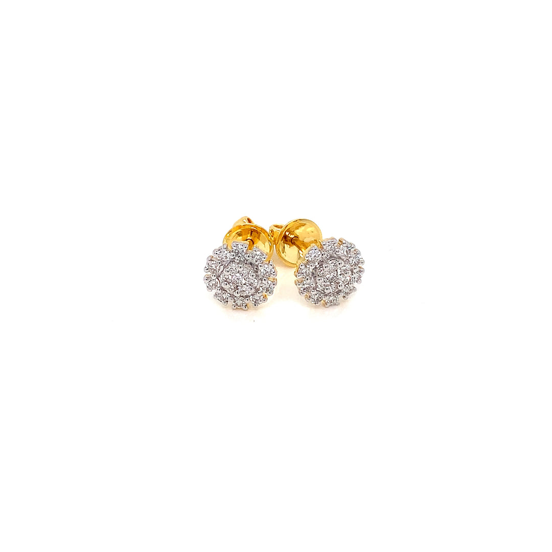 14K YG Flower Diamond Earring- 1pair