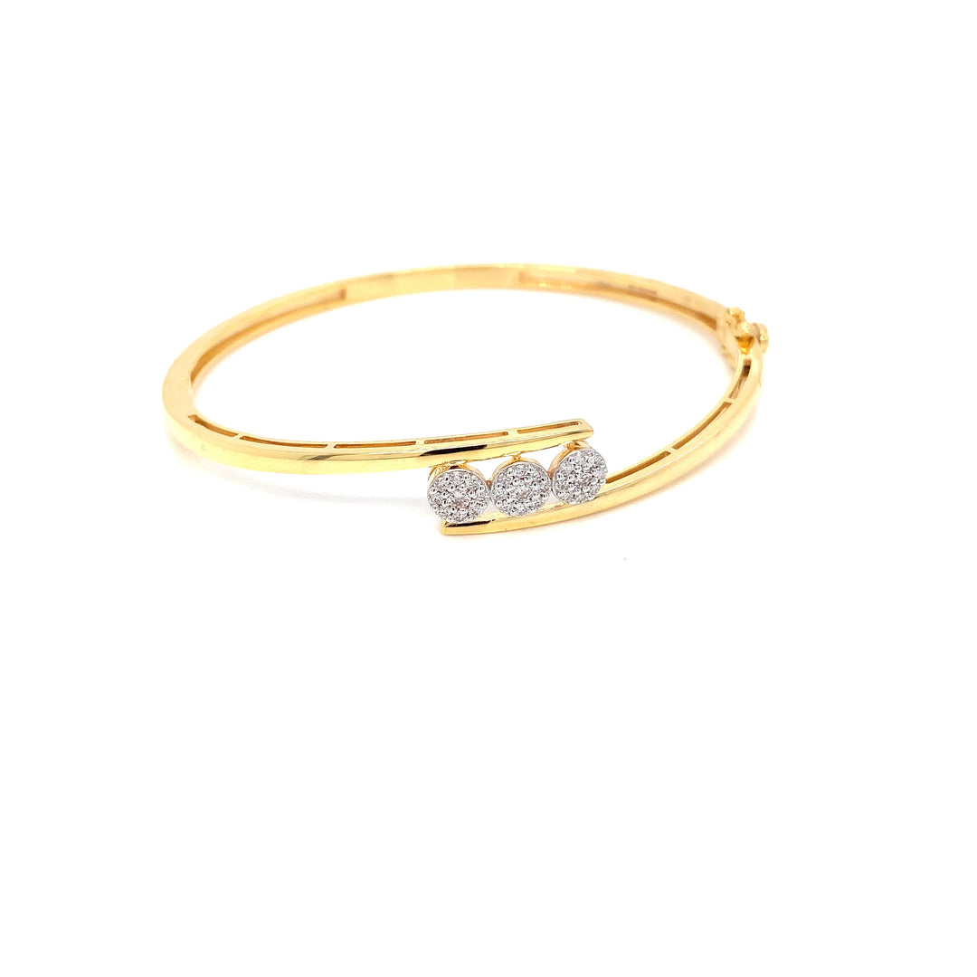 14K YG Screw Diamond Bangle- 1pc