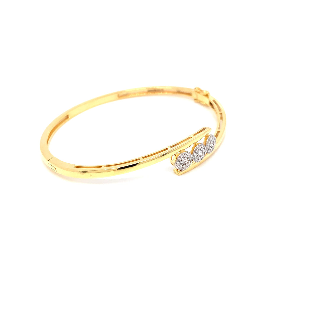 14K YG Screw Diamond Bangle- 1pc