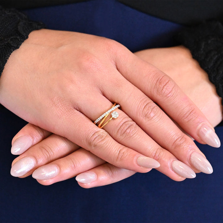 18K YG Women Pressure Set Diamond Ring- 1pc