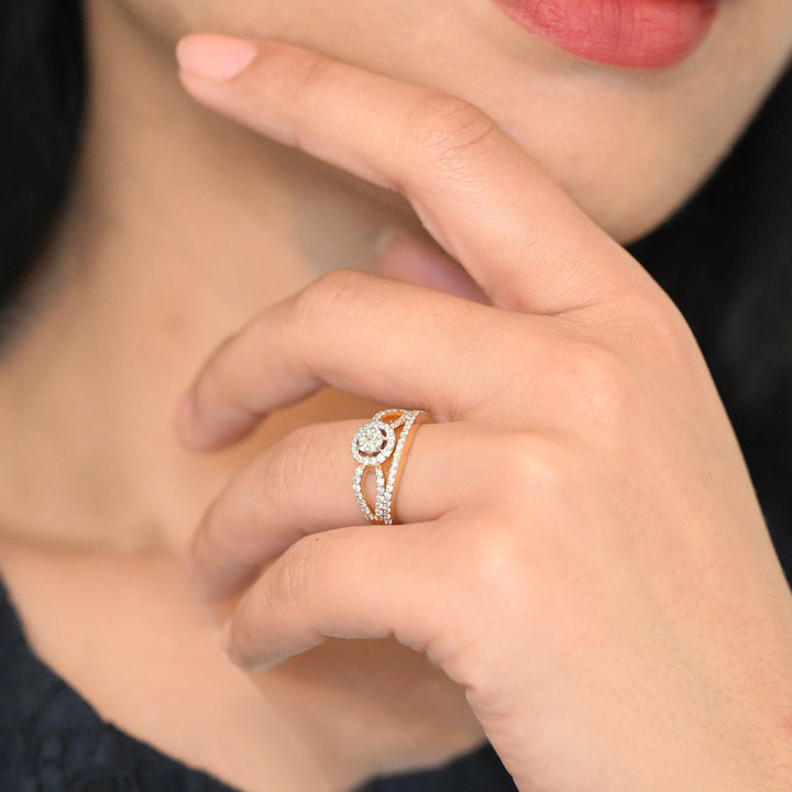 18K YG Women Engagement Diamond Ring- 1pc