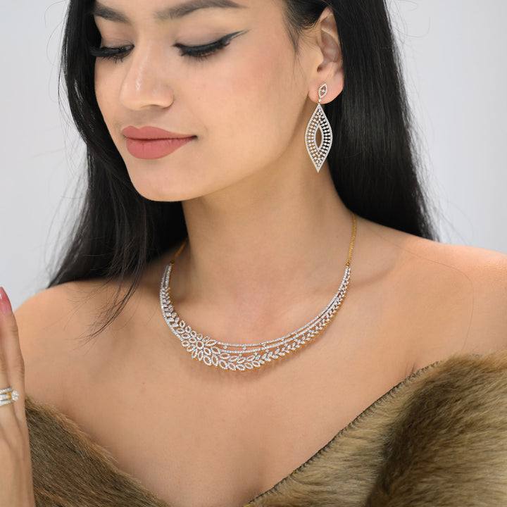 9K YG Princess Diamond Necklace- 1pc